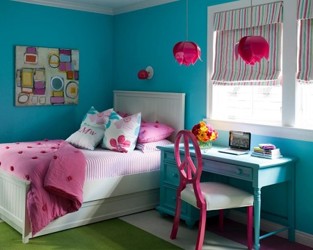 розово-голубая спальня